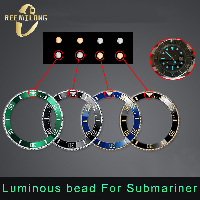 Rolex Watch Submariner - 2.4x0.9mm 2.3x0.45mm Blue Green Luminous bead