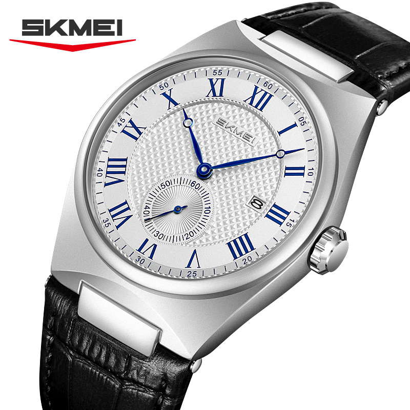 Leather Watch Band Men - SKMEI 9390 Elegant Men's Quartz Watch